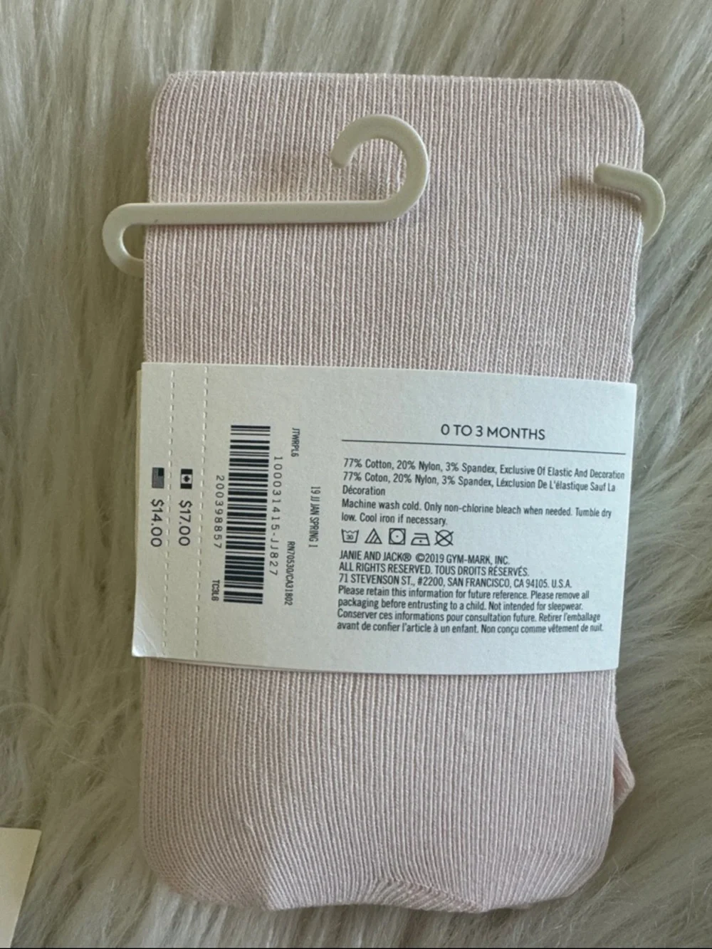 Janie and Jack Light Pink Ruffle Tights with Pink Ribbon Bow & Lemon Socks 0-3M